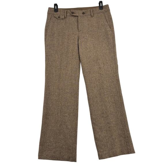 Eddie Bauer Trouser Pants Womens Size 12 Brown Wool Blend Vashon Fit Stretch - Picture 1 of 12